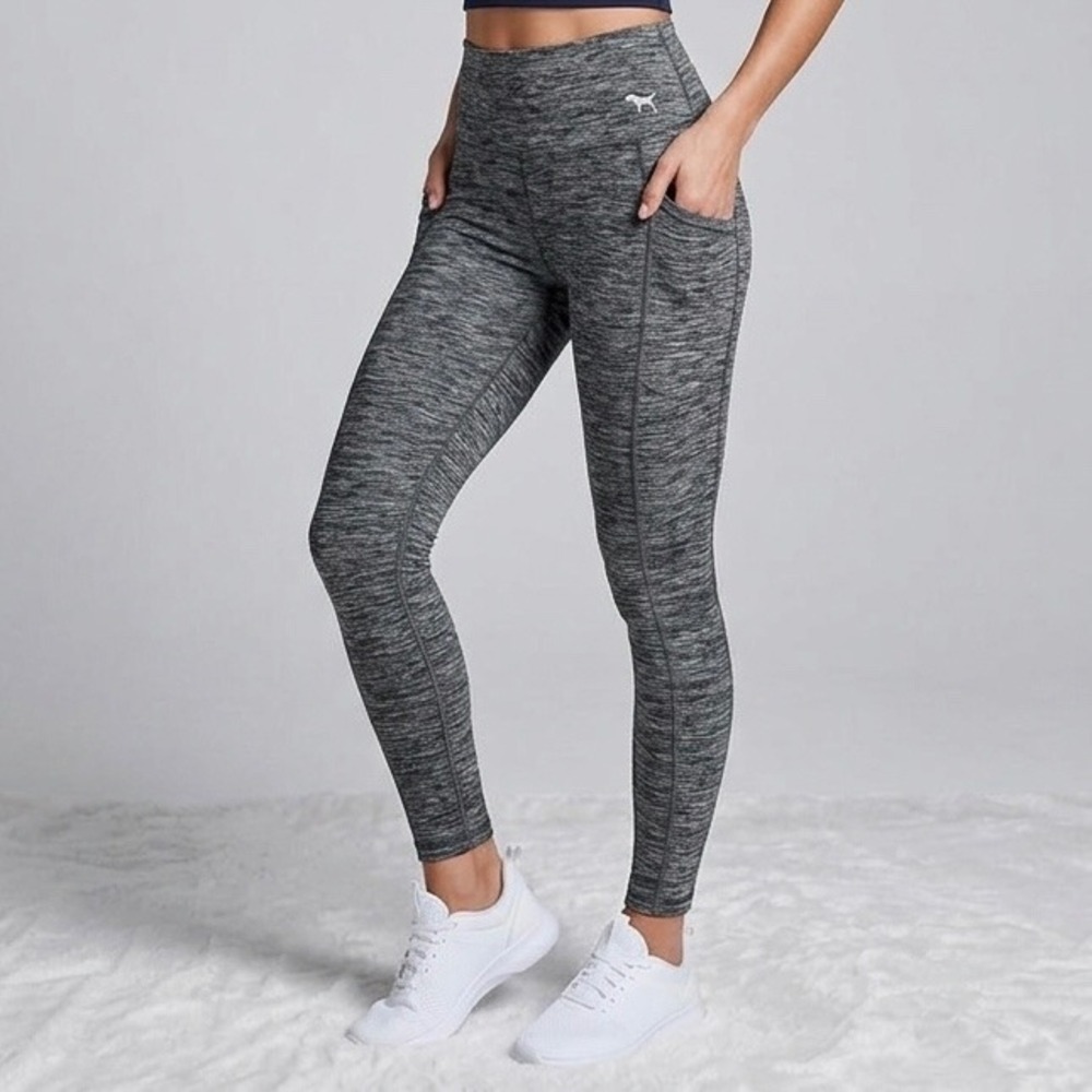 Victoria's Secret High Waist Space Dye Leggings Grey XS Pockets Athleisure